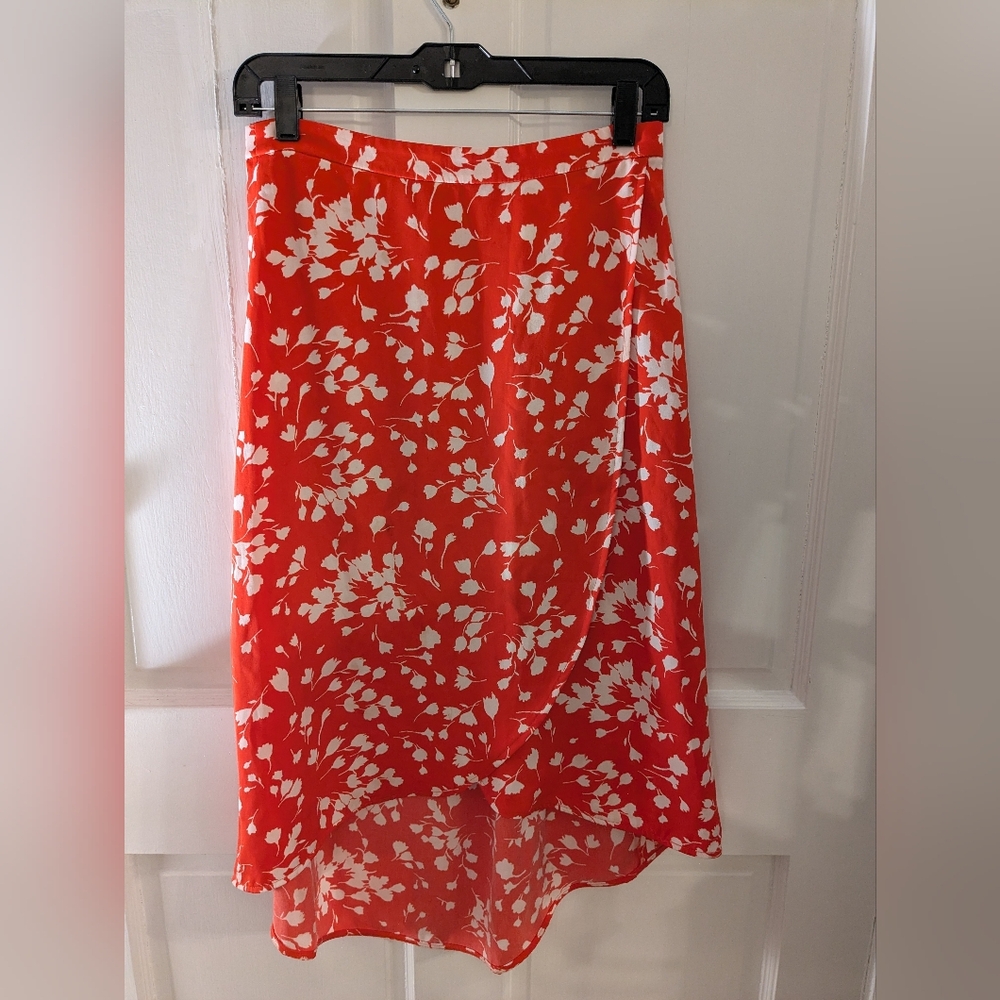 J. Crew High-Low Skirt in Orange Floral